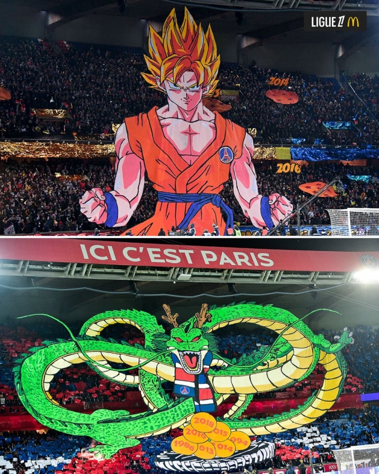 逝世一周年，法甲官推曬昔日巴黎主場龍珠TIFO：鳥山明經(jīng)典永存