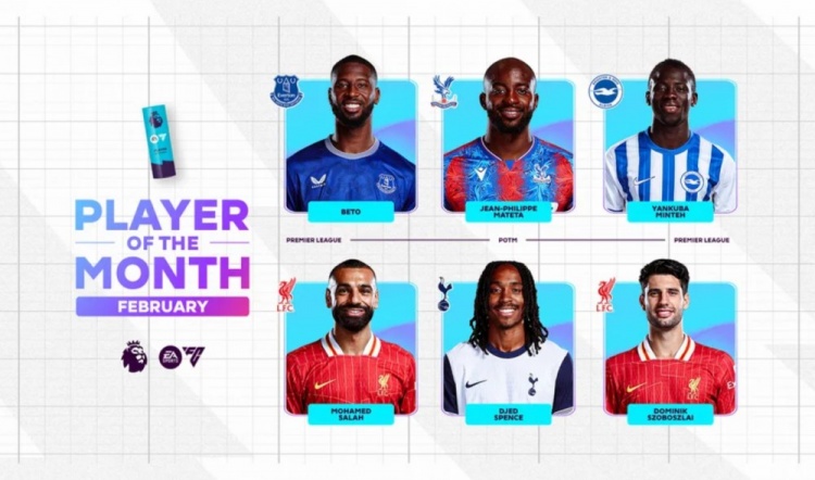 英超2月最佳候選：貝托、馬特塔、明特、薩拉赫、斯賓塞、索博
