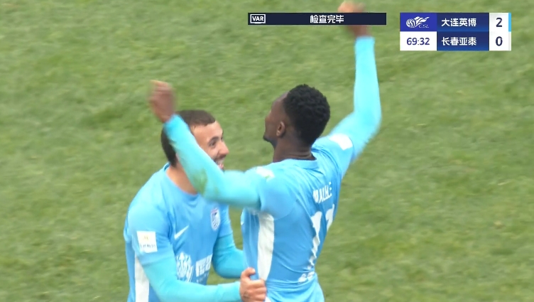 馬萊萊大連處子球！呂焯毅助攻馬萊萊破門，大連英博2-0亞泰